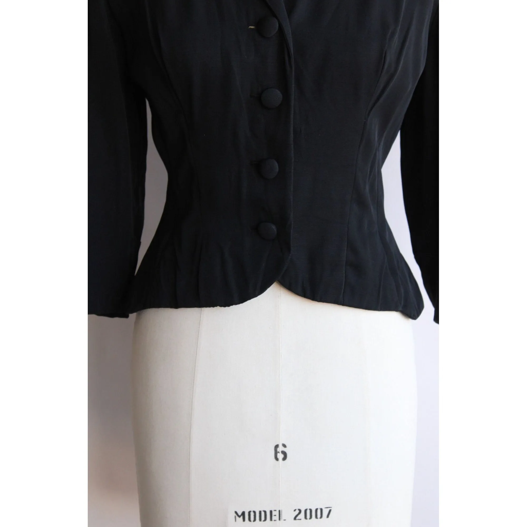 Vintage 1950s Black Rayon New Look Jacket