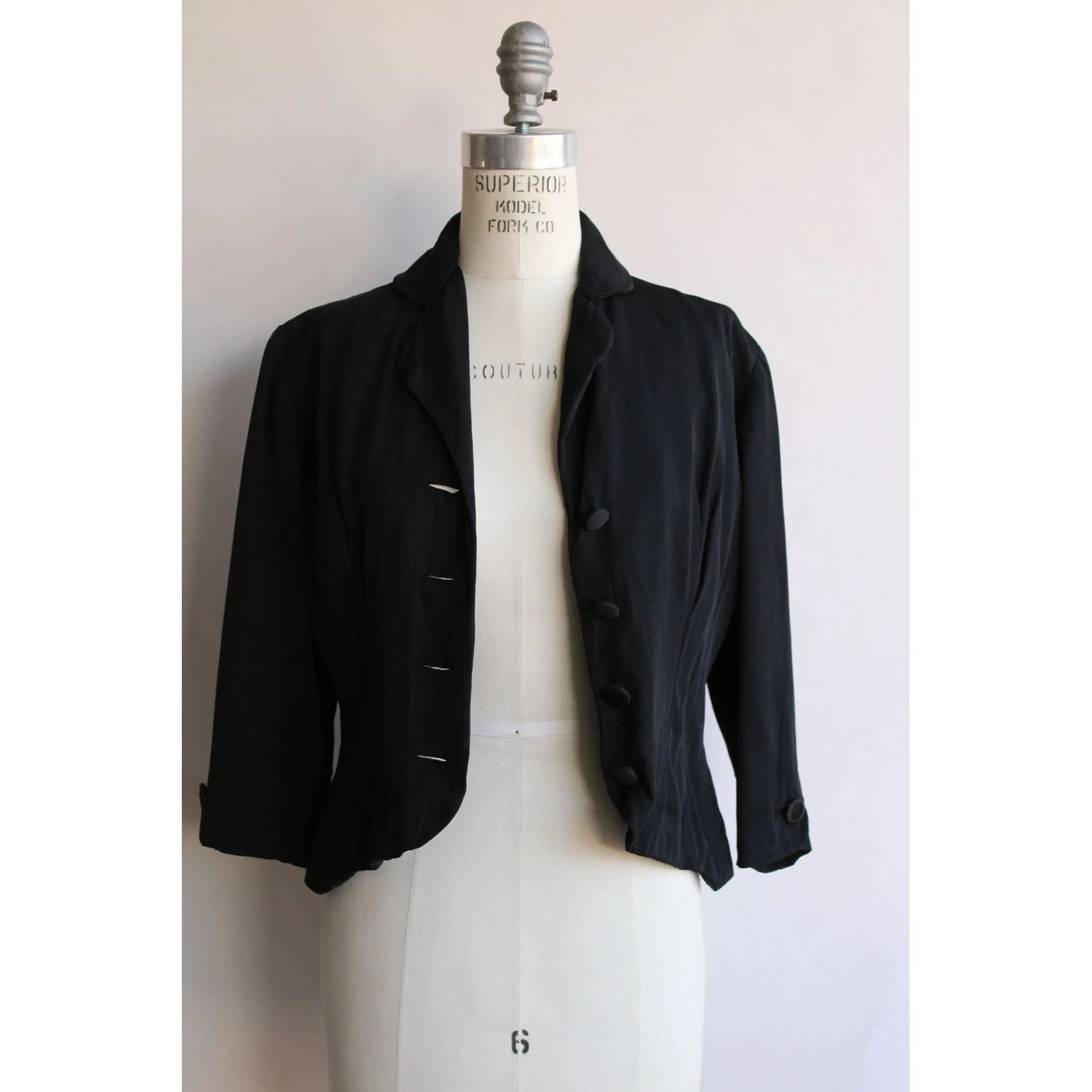 Vintage 1950s Black Rayon New Look Jacket