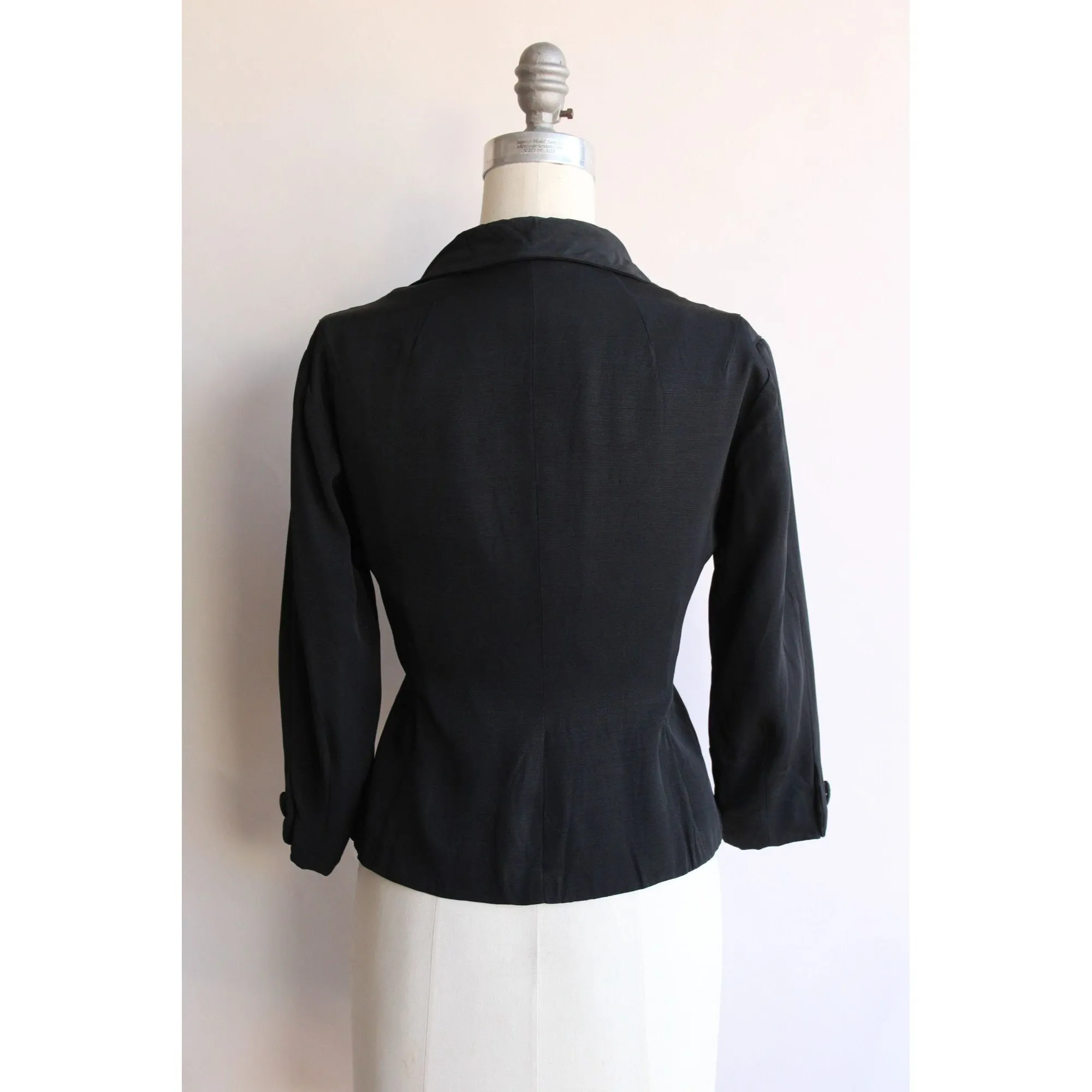 Vintage 1950s Black Rayon New Look Jacket