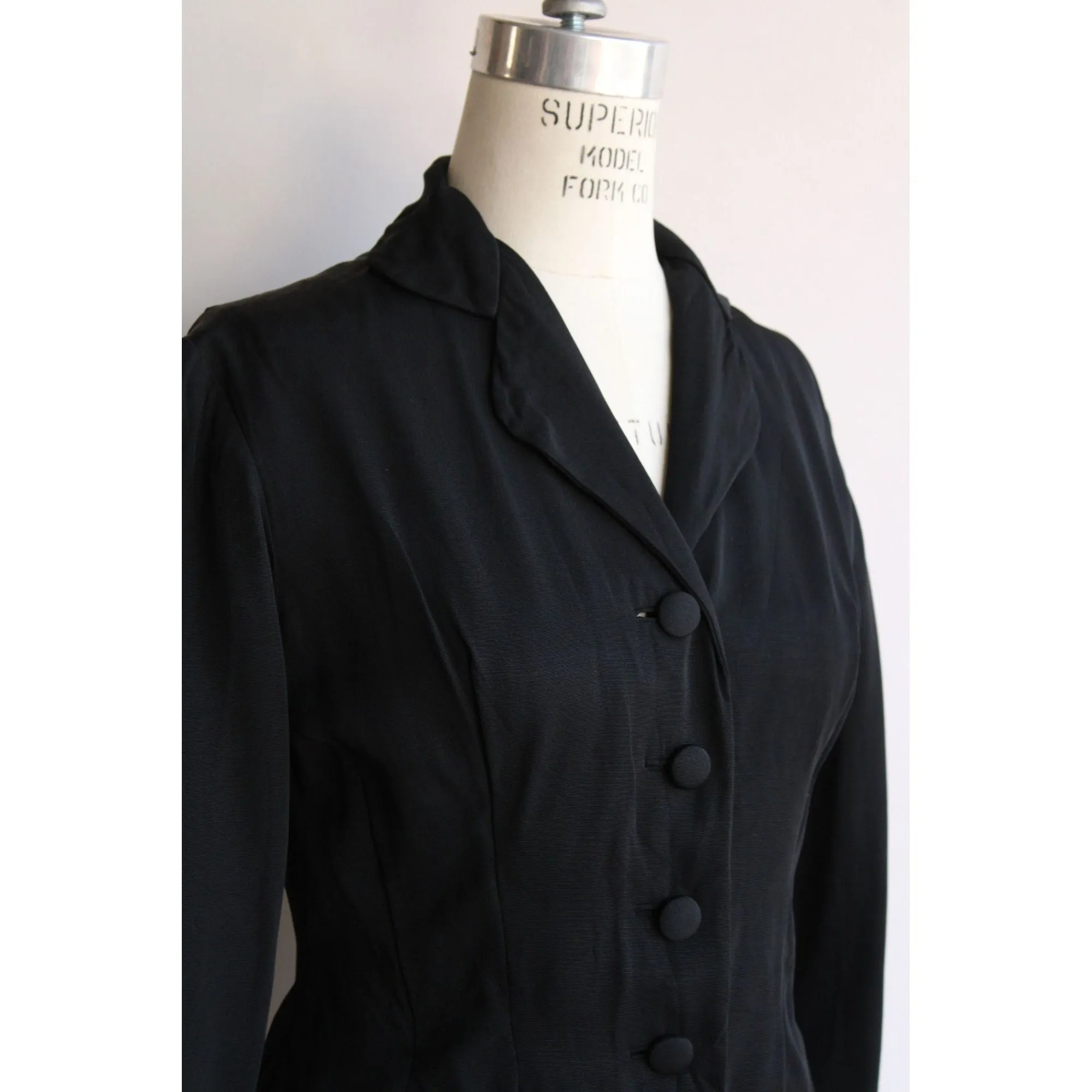 Vintage 1950s Black Rayon New Look Jacket