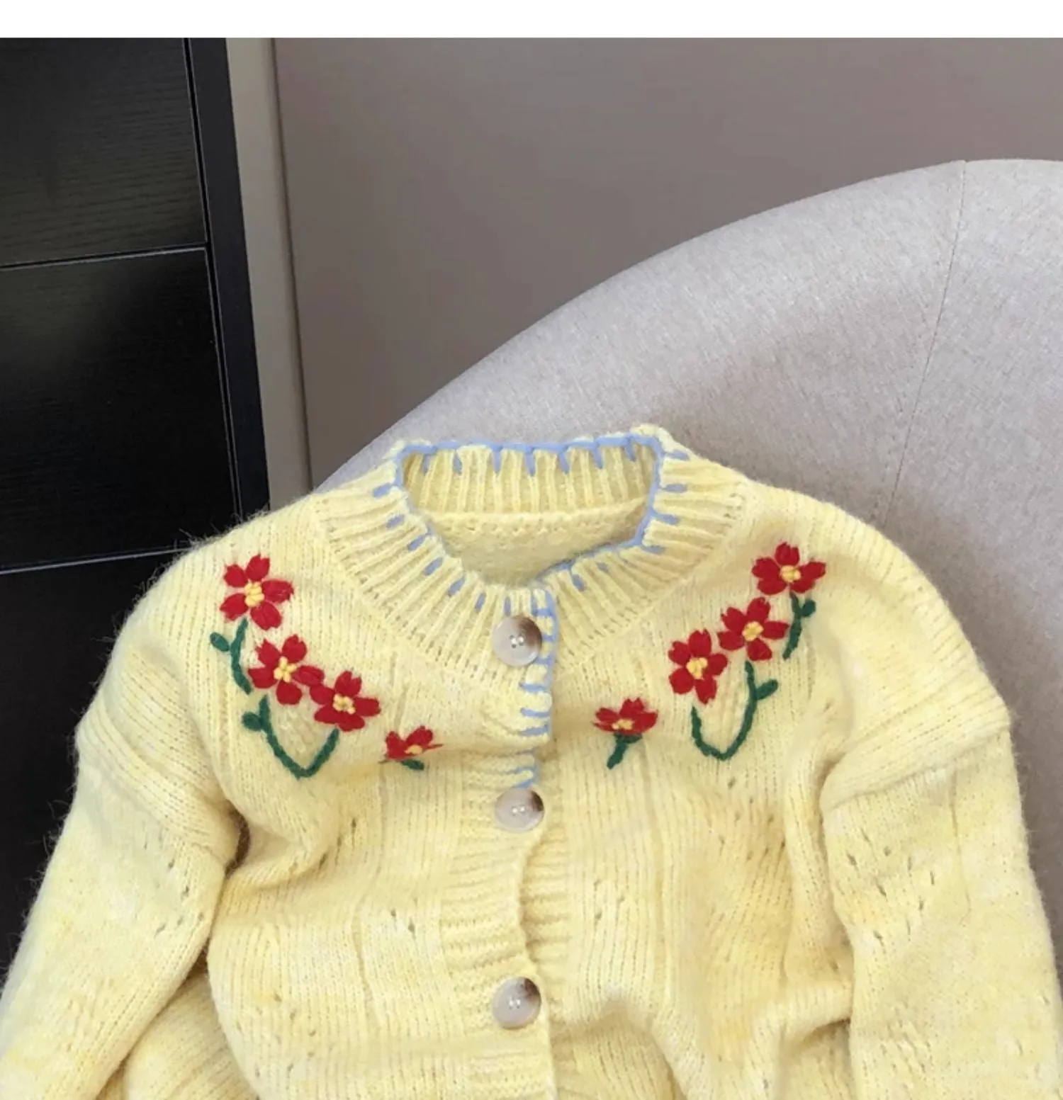 Vintage Flower Embroidered Soft Cardigan