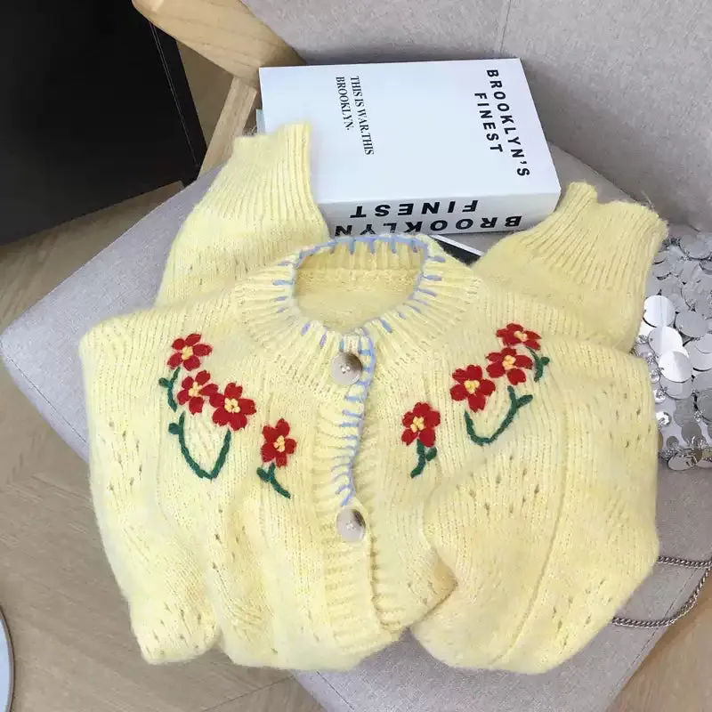 Vintage Flower Embroidered Soft Cardigan