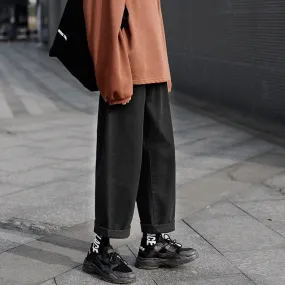 Voguable Retro Wide legs Jeans Men's Fashion Solid Color Casual Straight Jean Pants Men Streetwear Hip Hop Denim Trousers Mens M-3XL