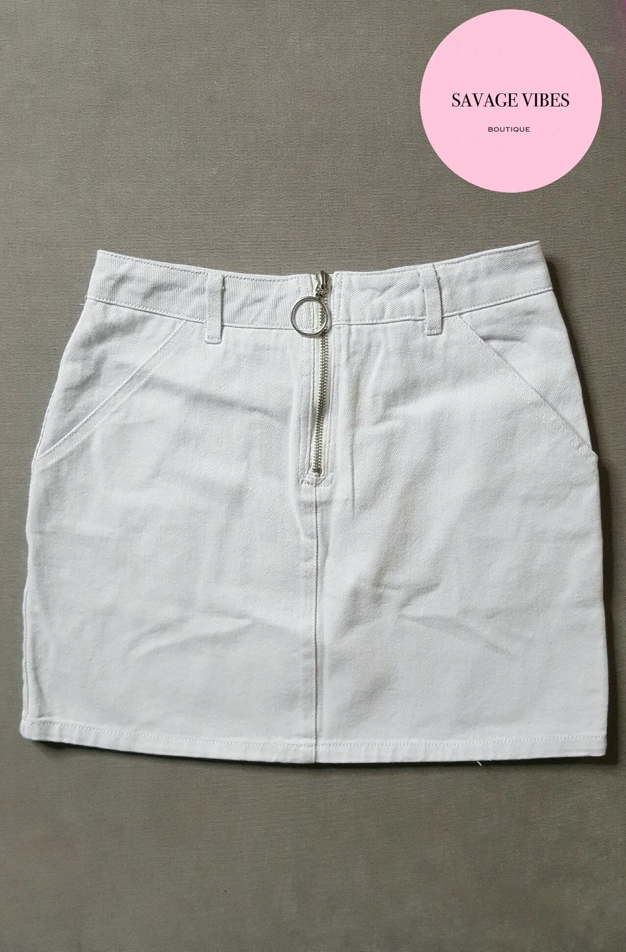 White Denim Skirt