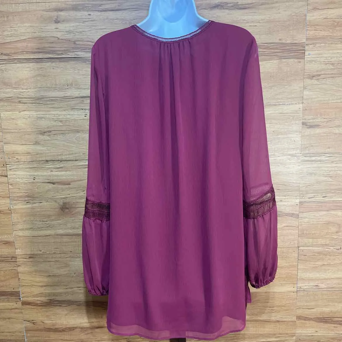 White House Black Market Size M Maroon Pink Boho Tunic Blouse