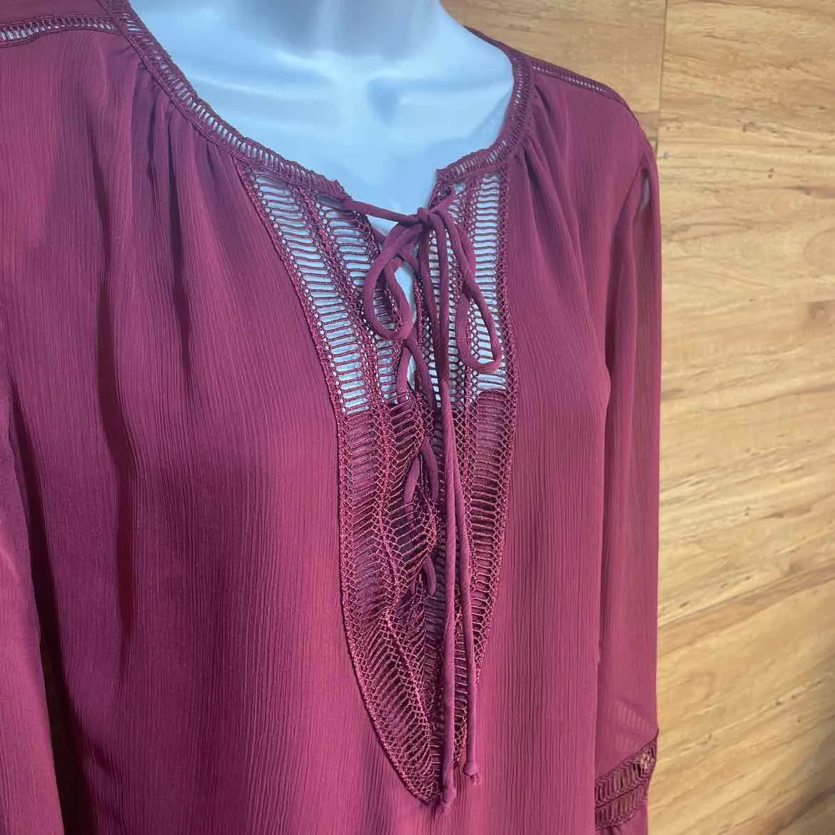 White House Black Market Size M Maroon Pink Boho Tunic Blouse