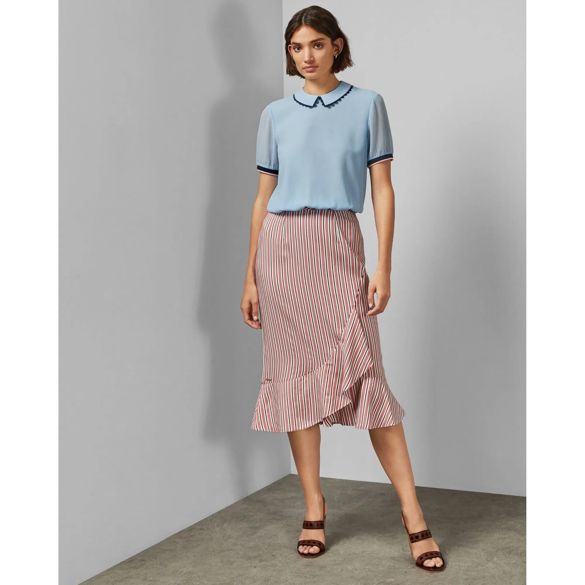 Women Wms-Coryn-Wc9W-Cbn Layered Striped Skirt - Pink