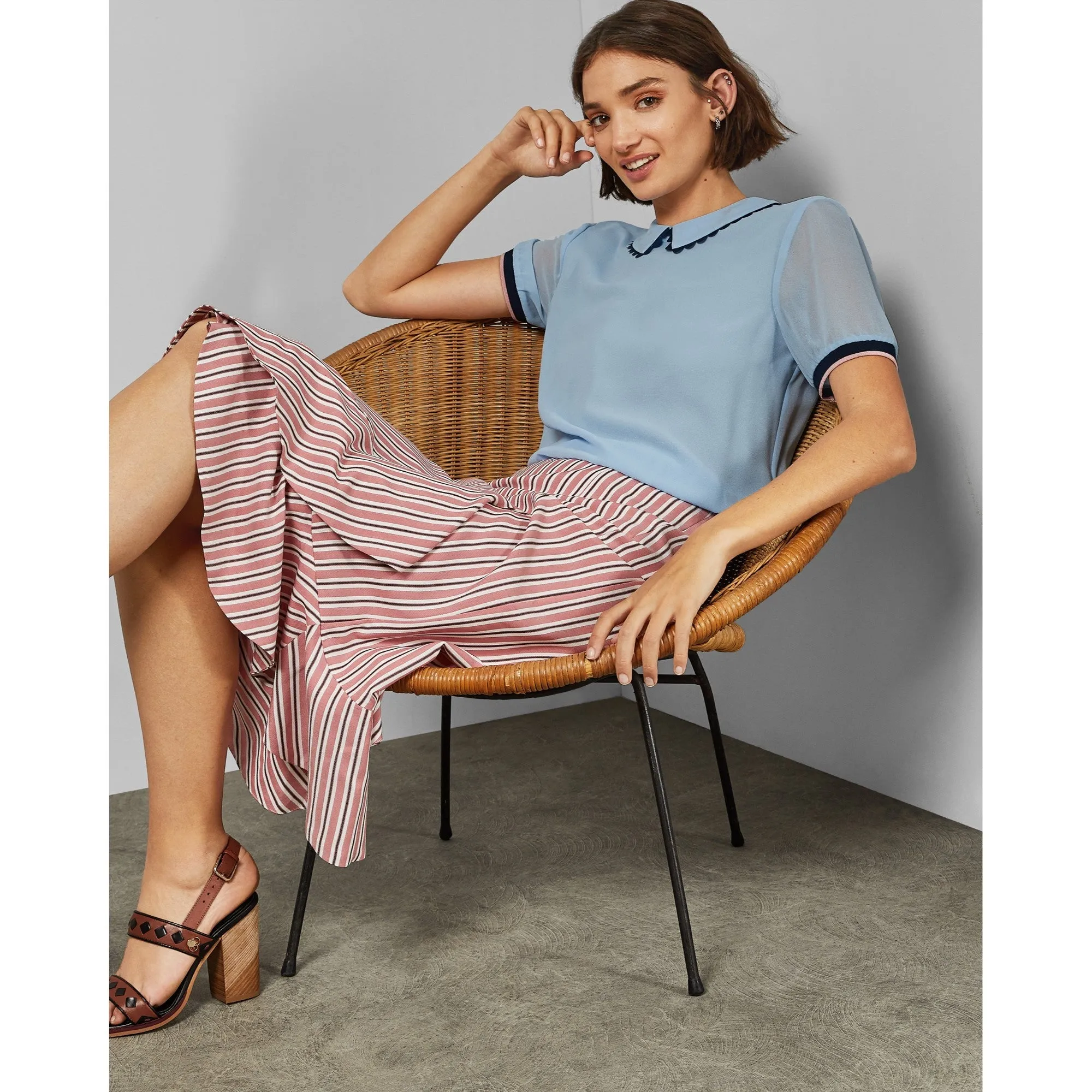 Women Wms-Coryn-Wc9W-Cbn Layered Striped Skirt - Pink