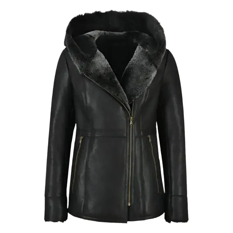 Women's Grey Shearling B3 Flying Sheepskin Jacket – Warm & Stylish