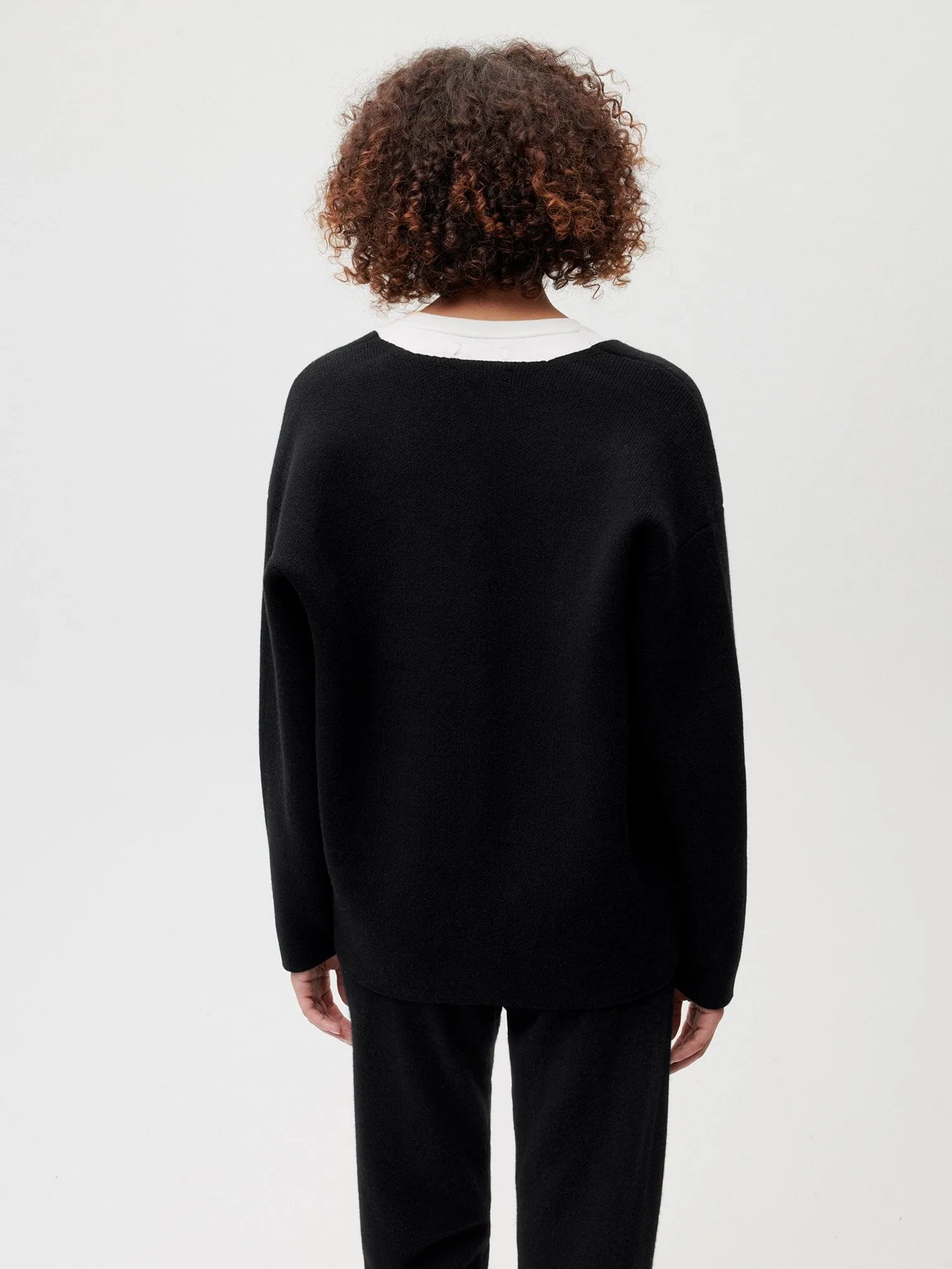 Womens Recycled Cashmere Cardigan—black