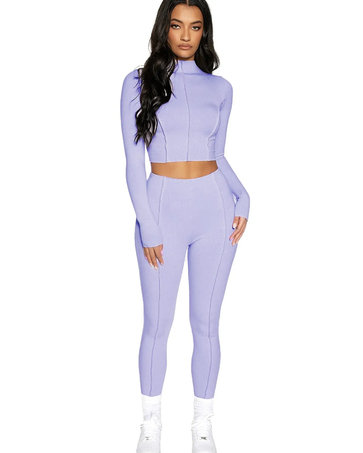 Workout-Set - Crop Top und Hochtaillierte Leggings