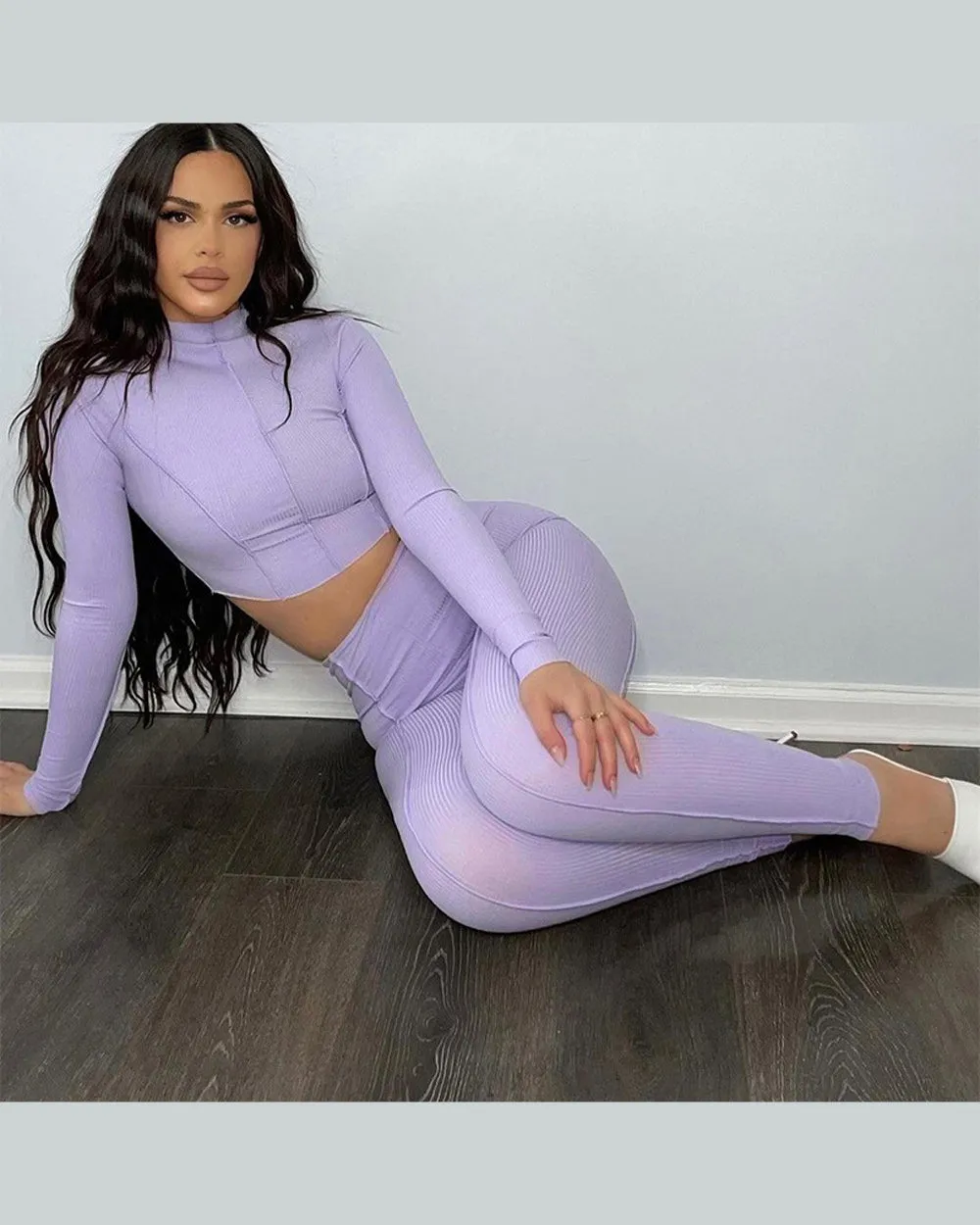 Workout-Set - Crop Top und Hochtaillierte Leggings