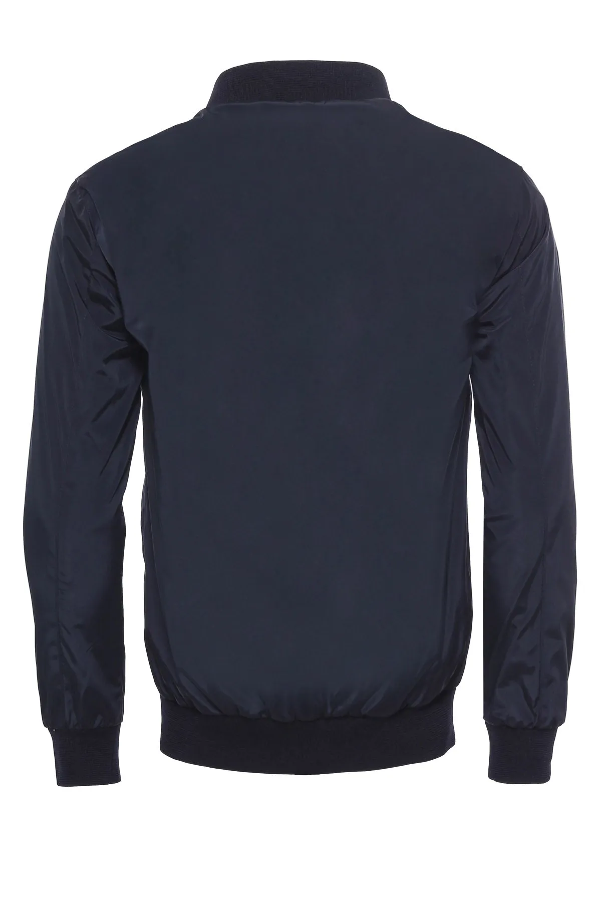 WSS Zippered Flap Pockets Navy Blue Men Bomber Coat  - Singen