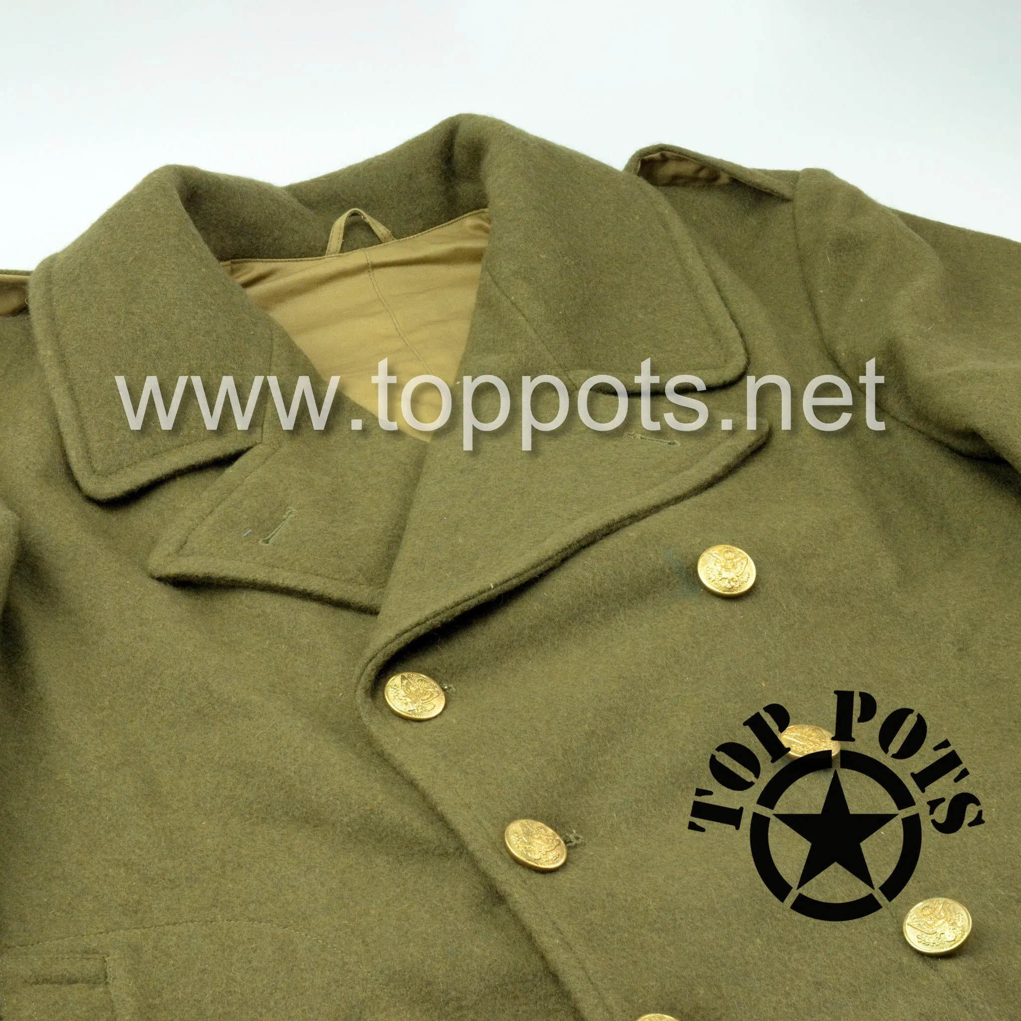WWII US Army Reproduction M1939 Wool Enlisted Service Uniform Greatcoat Overcoat – Wool