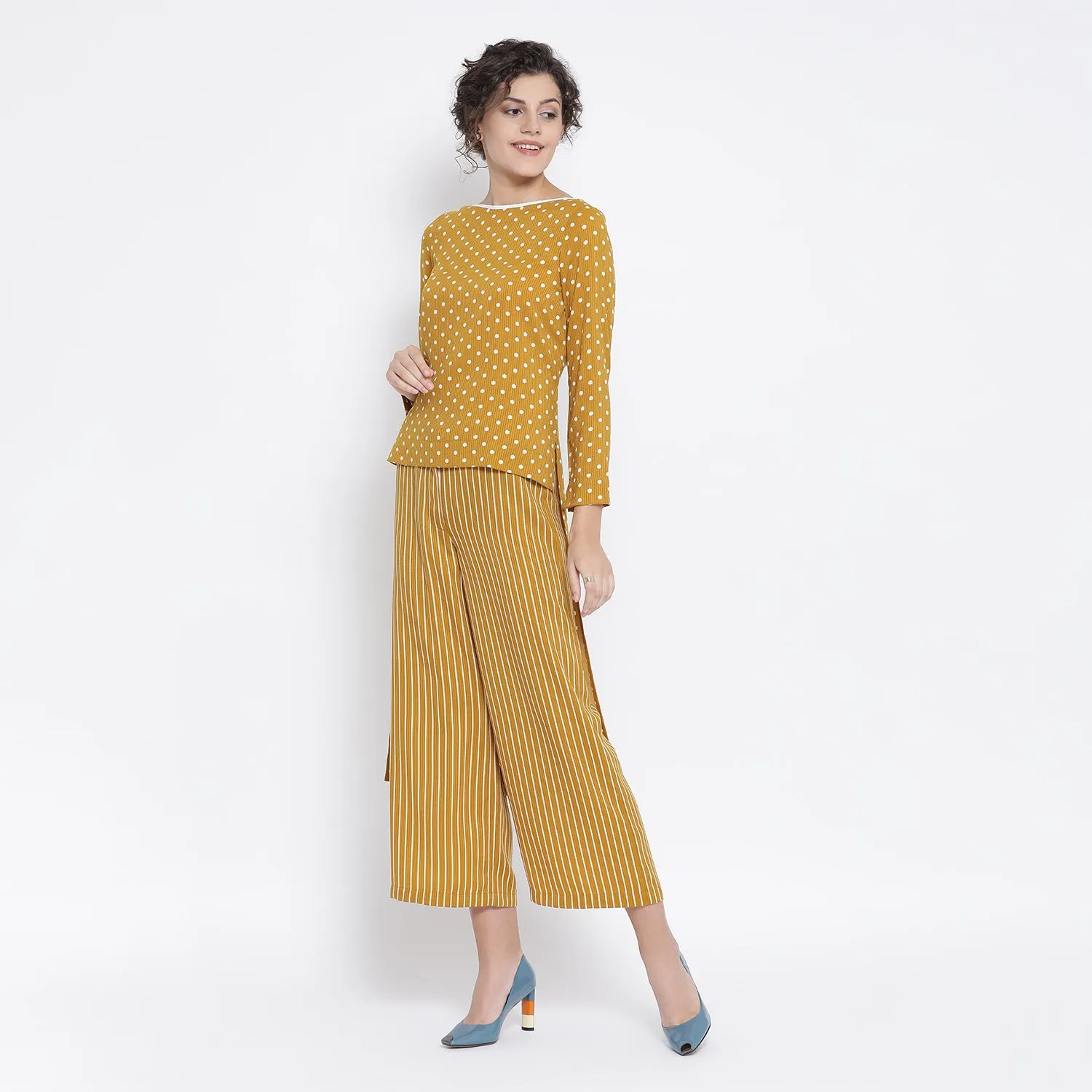 Yellow And White Polka Dot Tunic