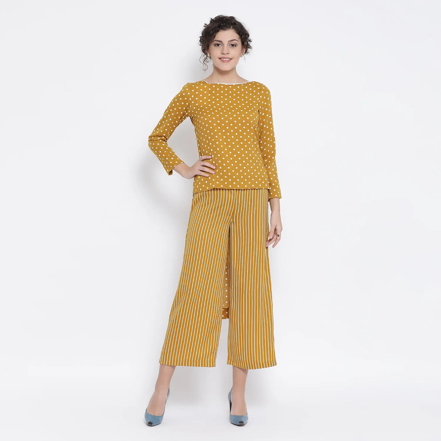 Yellow And White Polka Dot Tunic