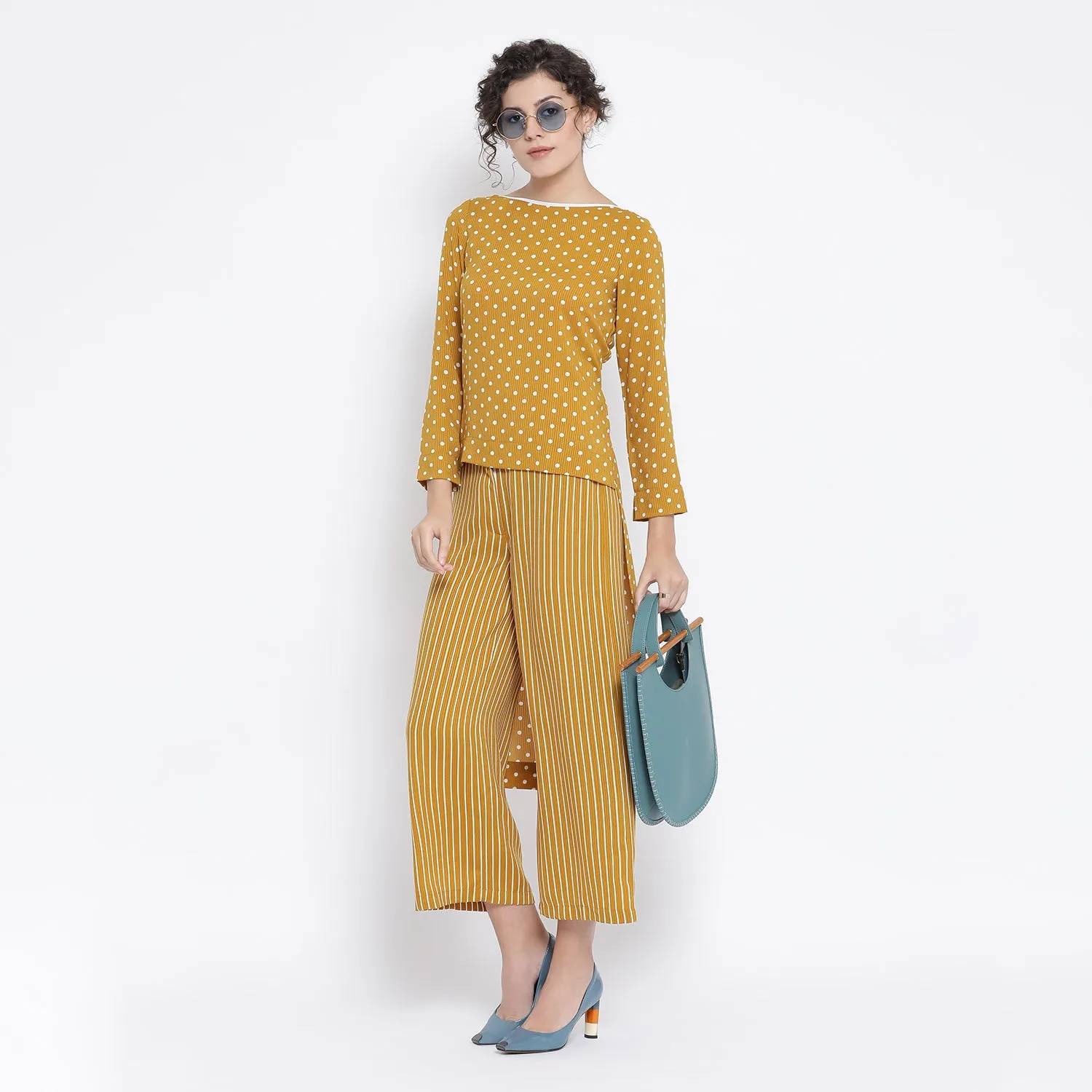 Yellow And White Polka Dot Tunic