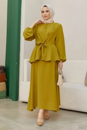 ZRF Women Button-Front Skirt Suit - Olive Green - Abrantes